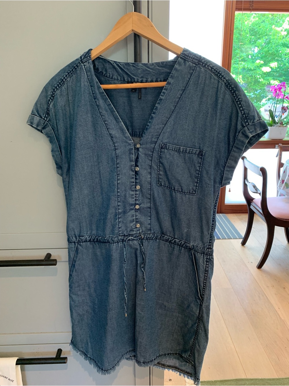 PAIGE Indigo Denim Button-Front Shirt Dress